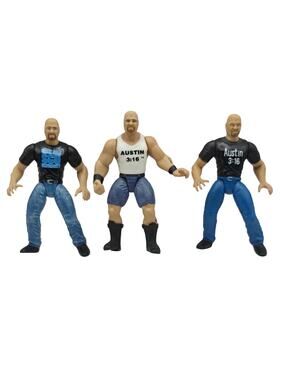 WWE Stone Cold Steve Austin Jakks Pacific Lot Of 3 1997-1998 Wrestling Figures
